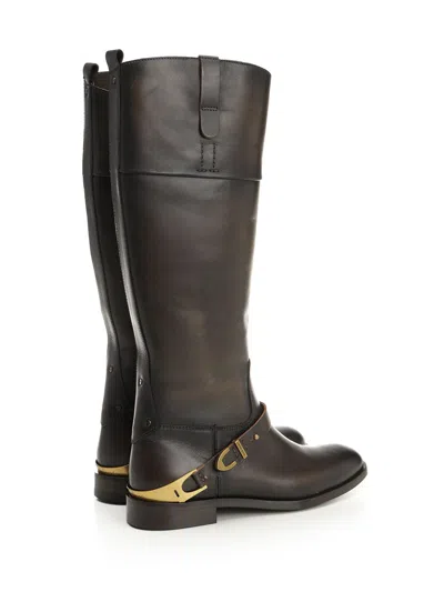 Golden Goose Charlie Distressed Leather Upper With Accessories Boots Brown In Brown