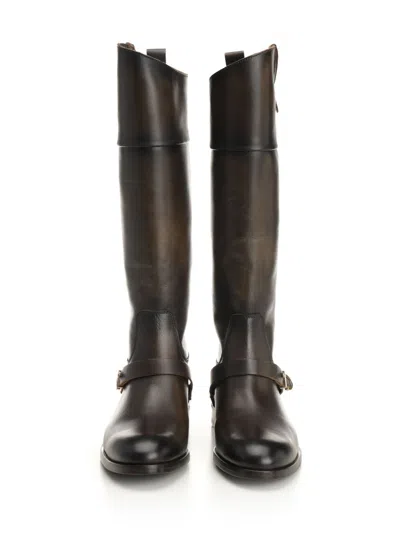Golden Goose Charlie Distressed Leather Upper With Accessories Boots Brown In Brown