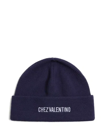 Valentino Cotton And Wool Blend Beanie With Turn-up Brim