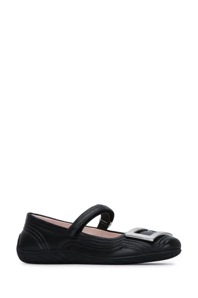 Roger Vivier Viv Low Mary Jane Ballerinas In Black