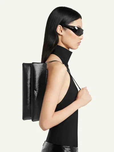 Courrèges Rectangular Shoulder Bag Adjustable Strap In Black