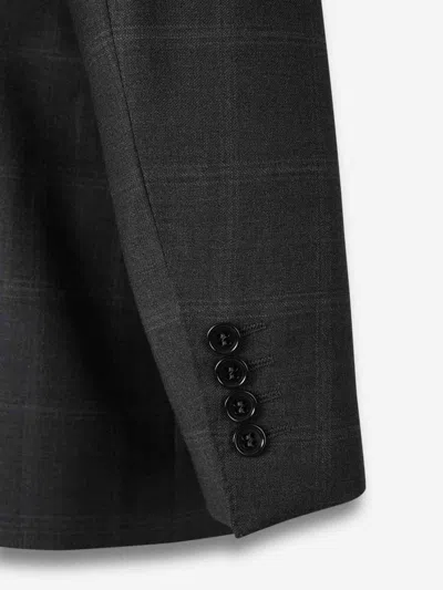 Canali Check-pattern Single-breasted Suit In Gray