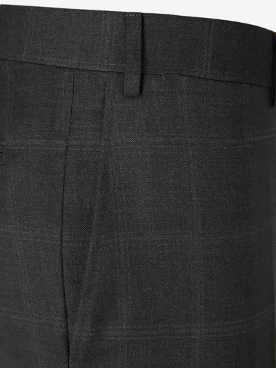 Canali Check-pattern Single-breasted Suit In Gray