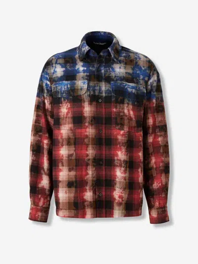 Palm Angels Plaid Print Shirt In Red