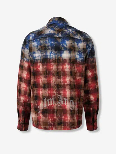 Palm Angels Plaid Print Shirt In Red