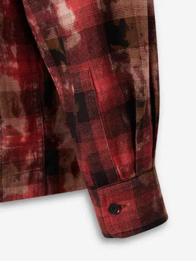 Palm Angels Plaid Print Shirt In Red