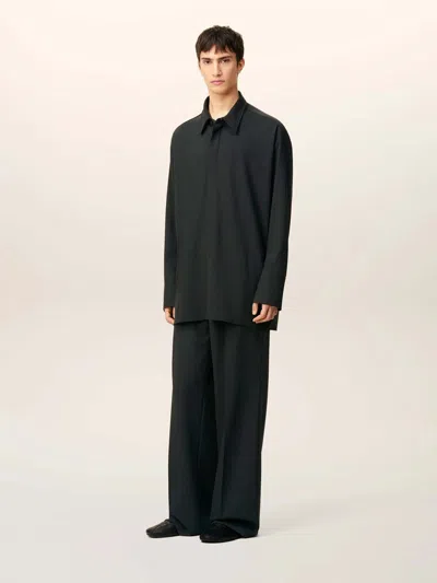 Ami Alexandre Mattiussi Black Wool Long Oversized Shirt Grey In Black
