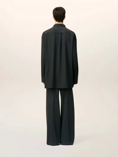 Ami Alexandre Mattiussi Black Wool Long Oversized Shirt Grey In Black