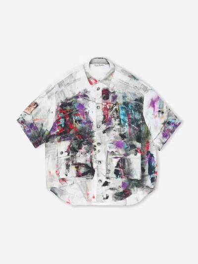 Acne Studios Setar Ss Viscose Printed Painter Decorat In Gray