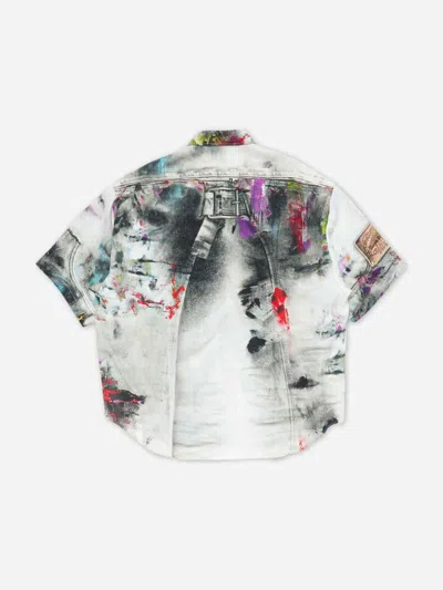 Acne Studios Setar Ss Viscose Printed Painter Decorat In Gray