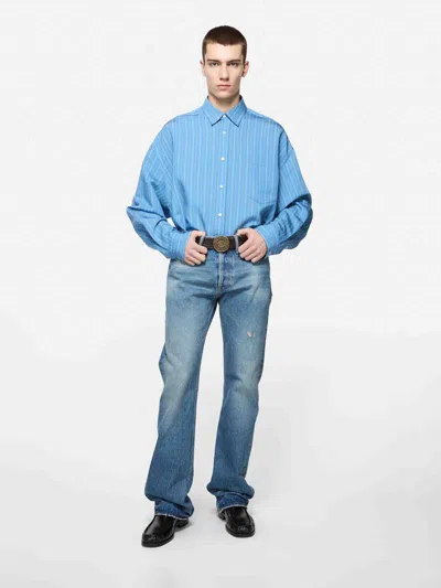 Acne Studios Soffia Round Shirting Blend In Blue