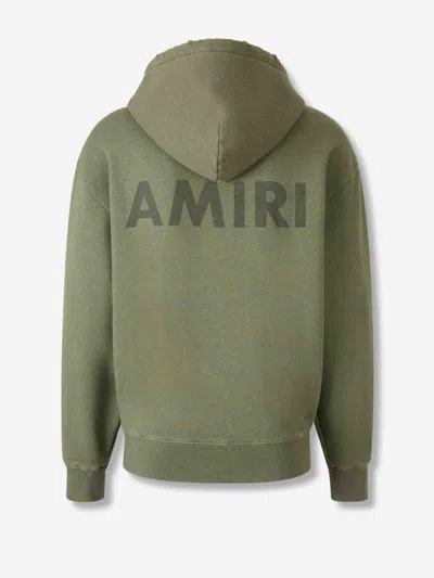 Amiri Cotton Sweatshirt Hooded Kangaroo Pocket In Green