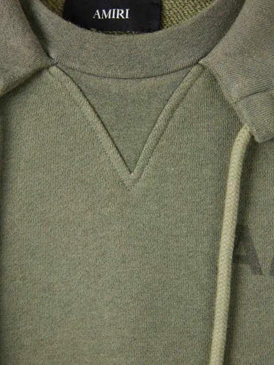 Amiri Cotton Sweatshirt Hooded Kangaroo Pocket In Green