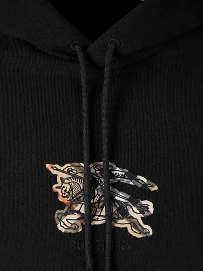 Burberry Hoodie With Front Pocket And Ribbed Cuffs In Black