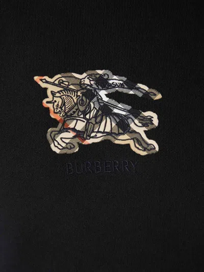 Burberry Hoodie With Front Pocket And Ribbed Cuffs In Black
