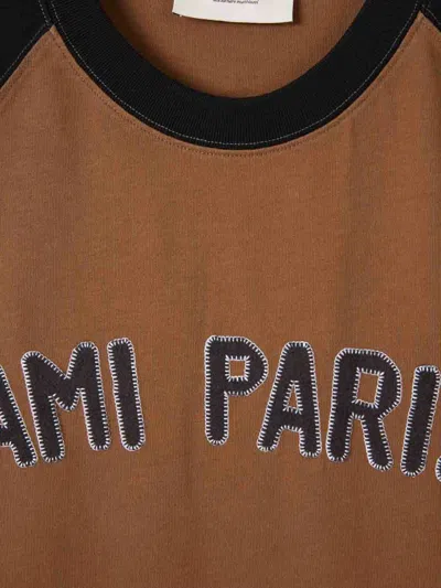 Ami Alexandre Mattiussi Ami Paris Men Cotton Colorblock T-shirt In Brown