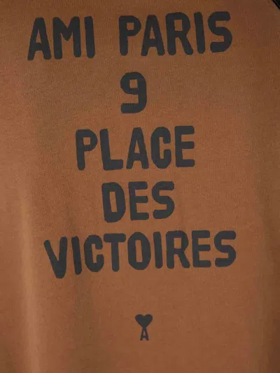 Ami Alexandre Mattiussi Ami Paris Men Cotton Colorblock T-shirt In Brown