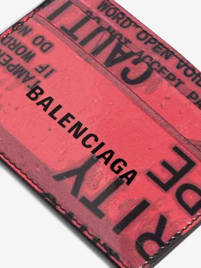 Balenciaga Portacarte Tape Type In Leather In Red