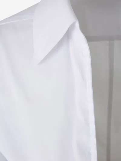 Mugler Slim Fit V-neck Optical White Organic Cotton Shirt Women In White