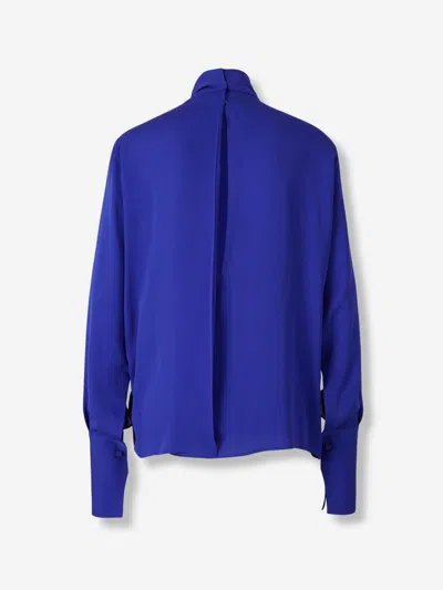 Tom Ford Washed Silk Georgette Blouse In Blue