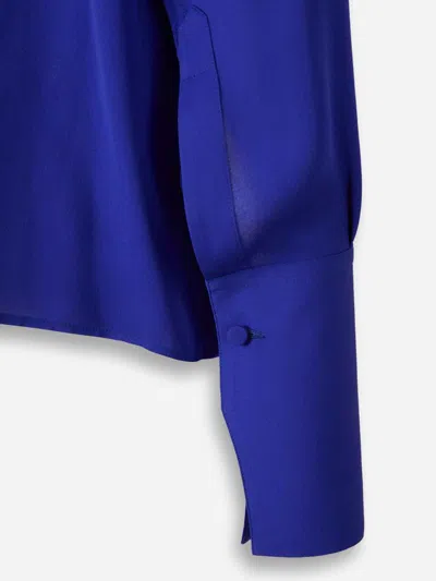 Tom Ford Washed Silk Georgette Blouse In Blue