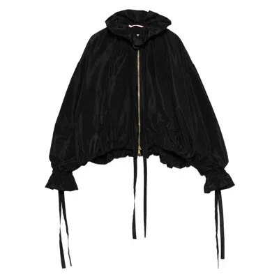 Vivetta Ruffled Zip-front Jacket In Black