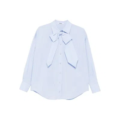 Vivetta Bow-detail Buttoned Shirt In Blue