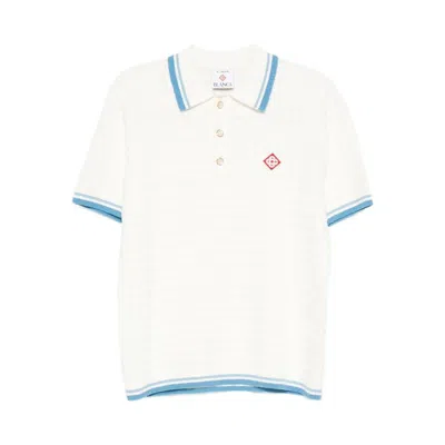 Casablanca White Shirt With Classic Collar And Chest Logo Patch In Cotton Man In White