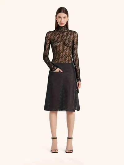 Courrèges Lace-panel High-neck Top In Gray