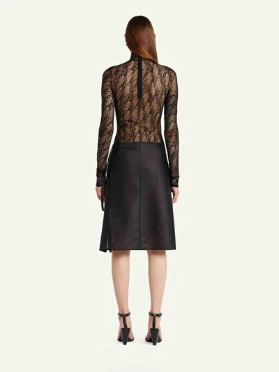 Courrèges Lace-panel High-neck Top In Gray