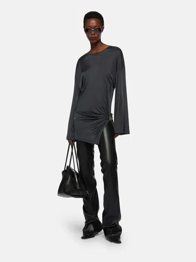 Attico Dark Grey Mini Dress In Black