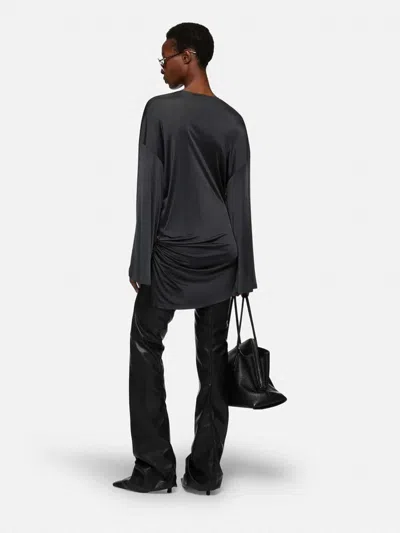 Attico Dark Grey Mini Dress In Black