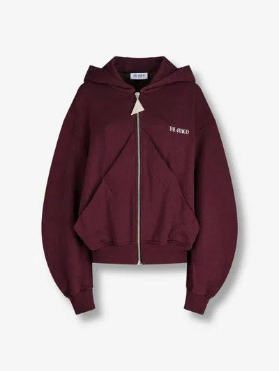 Attico Bordeaux Cropped Sweatshirt With Fixed Hood And Logo Lettering On The Front In Cotton Woman In Red