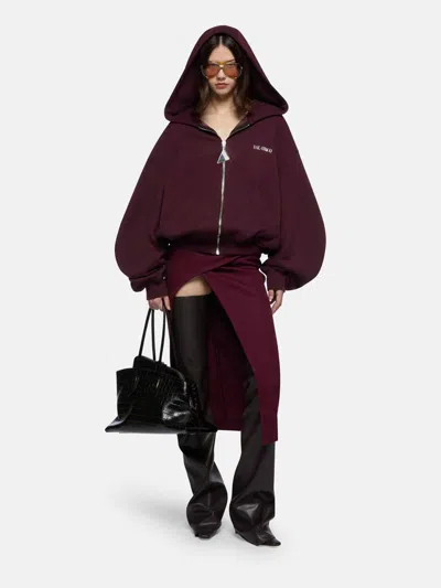 Attico Bordeaux Cropped Sweatshirt With Fixed Hood And Logo Lettering On The Front In Cotton Woman In Red