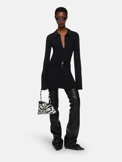 Attico Black Scoop-neck Mini Dress In Black