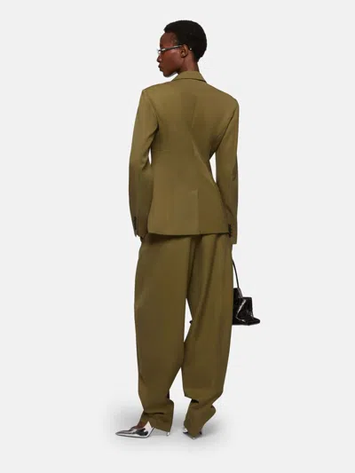 Attico Tailored Gabardine Jacket With Unique Tie Detail In Green