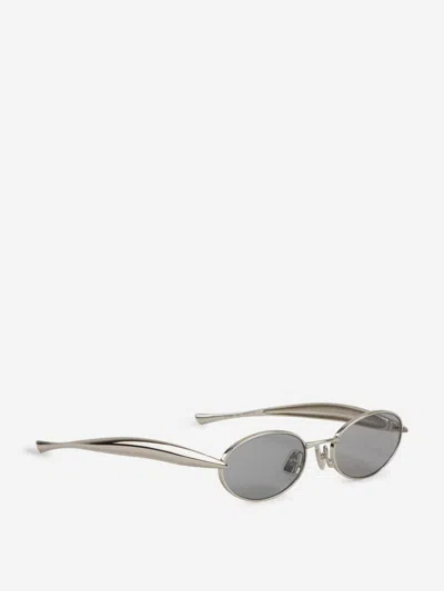 Bottega Veneta Oval Sunglasses In Gray