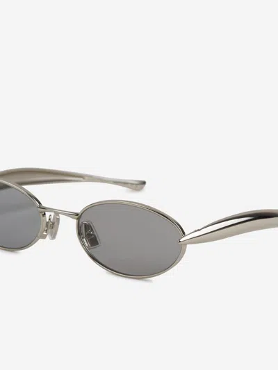 Bottega Veneta Oval Sunglasses In Gray