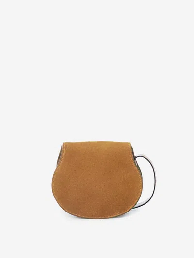 Chloé Womens Gold Khaki Marcie Round Suede-leather Cross-body Bag In Brown