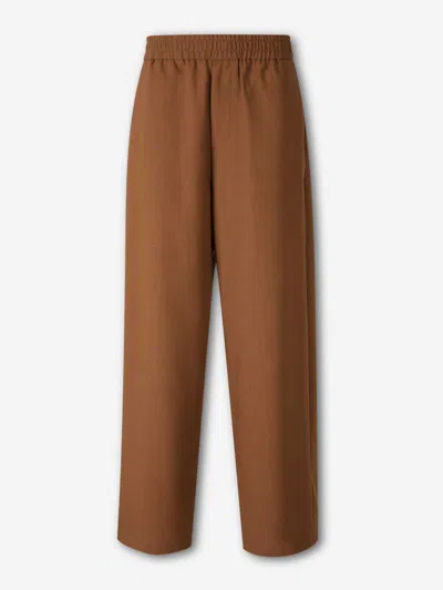 Ami Alexandre Mattiussi Ami Paris Elastic Wool Trousers In Brown