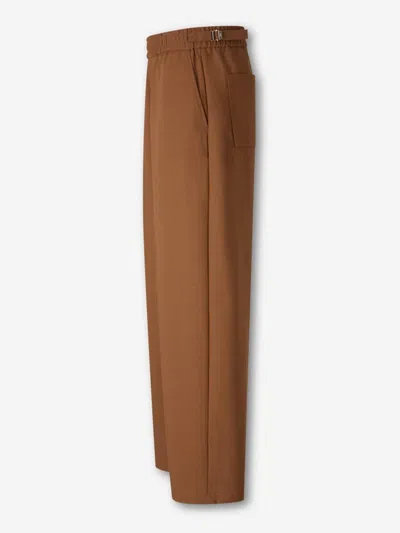 Ami Alexandre Mattiussi Ami Paris Elastic Wool Trousers In Brown