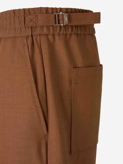 Ami Alexandre Mattiussi Ami Paris Elastic Wool Trousers In Brown