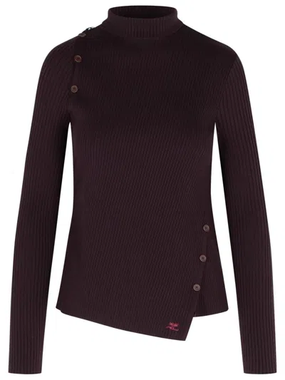 Courrèges Asymmetric High Neck Long Sleeve Sweater In Multi