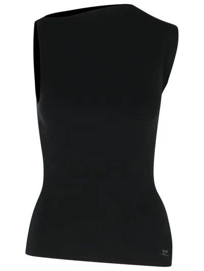 Courrèges Asymmetric Neck Sleeveless Tank Top In Black