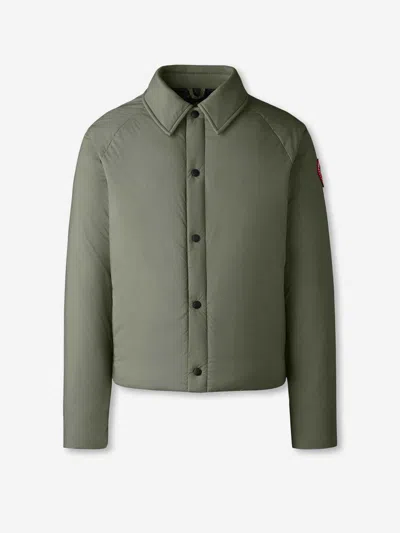 Canada Goose Cropped Padded Jacket With Button-up Front In Gray
