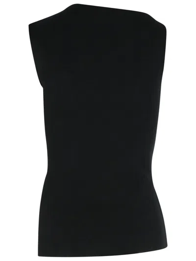 Courrèges Asymmetric Neck Sleeveless Tank Top In Black