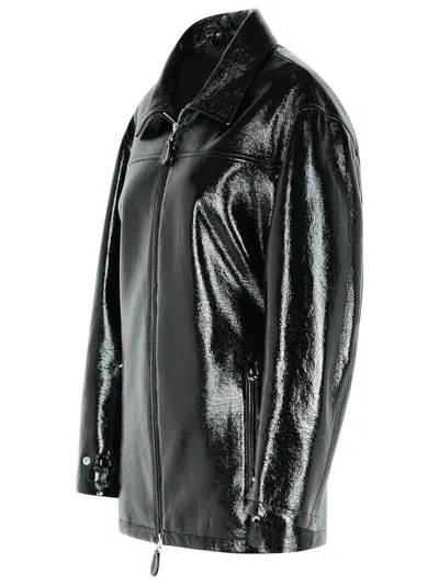 Courrèges Oversize Vinyl Bomber Jacket In Black