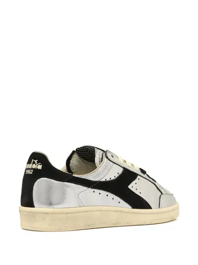 Diadora Metallic-leather Panel Sneakers In Gray