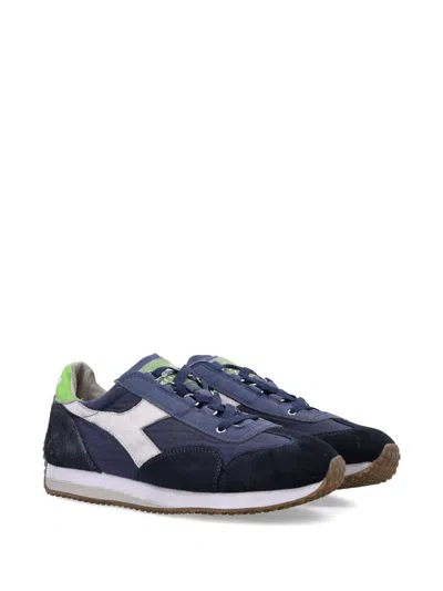Diadora Sporty Blue Suede And Leather Sneakers In Blue
