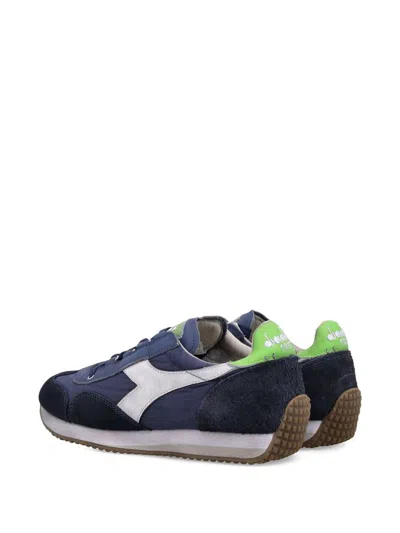 Diadora Sporty Blue Suede And Leather Sneakers In Blue